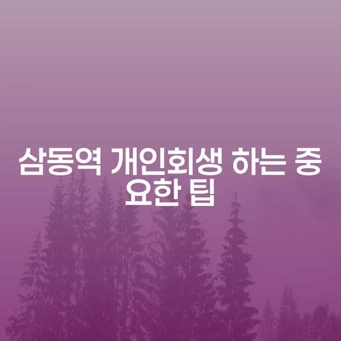 삼동역 개인회생 하는 중요한 팁